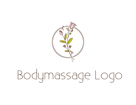 simple spa logo with flowers and buds growing on a stem