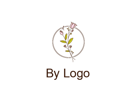 simple spa logo with flowers and buds growing on a stem