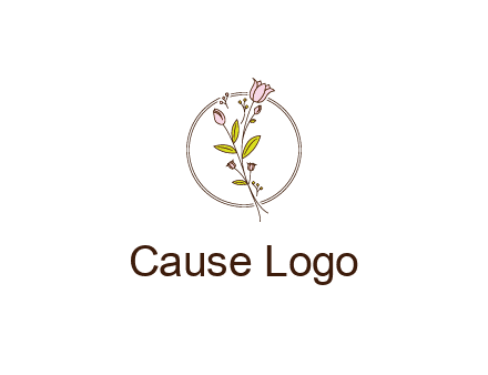 simple spa logo with flowers and buds growing on a stem
