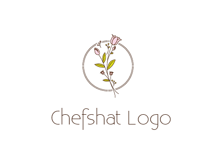 simple spa logo with flowers and buds growing on a stem