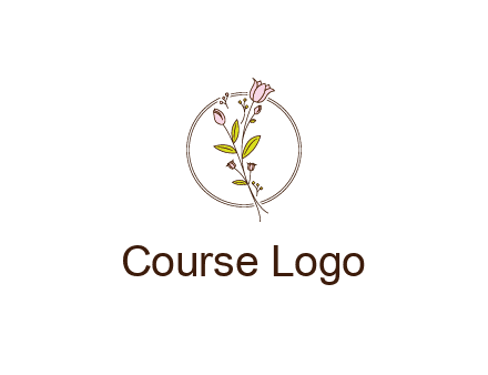 simple spa logo with flowers and buds growing on a stem