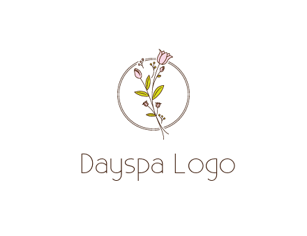 simple spa logo with flowers and buds growing on a stem