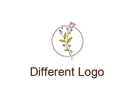 simple spa logo with flowers and buds growing on a stem