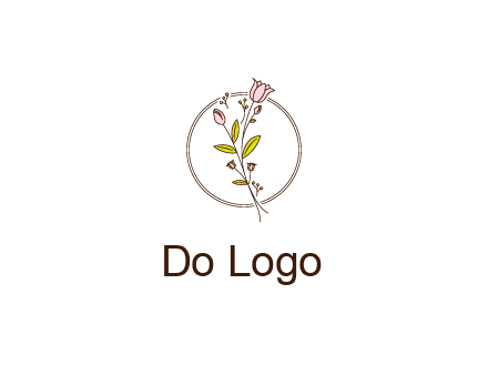 simple spa logo with flowers and buds growing on a stem