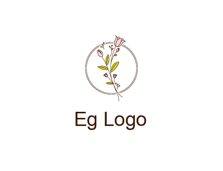 simple spa logo with flowers and buds growing on a stem