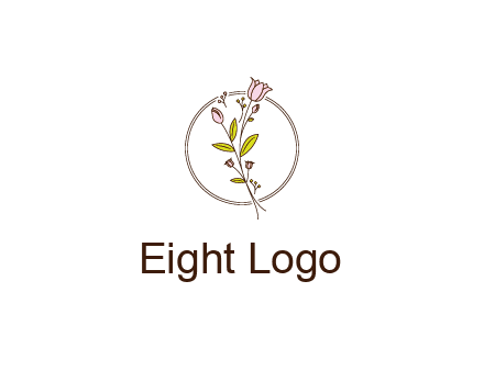 simple spa logo with flowers and buds growing on a stem