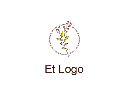 simple spa logo with flowers and buds growing on a stem