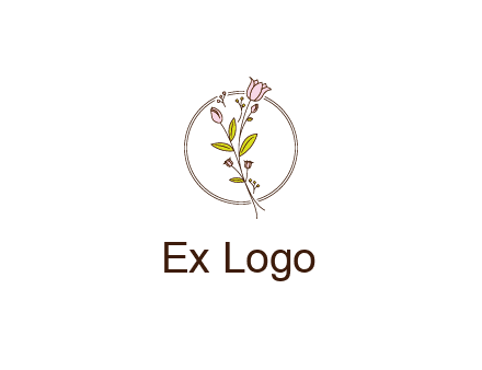 simple spa logo with flowers and buds growing on a stem