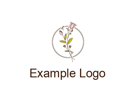 simple spa logo with flowers and buds growing on a stem