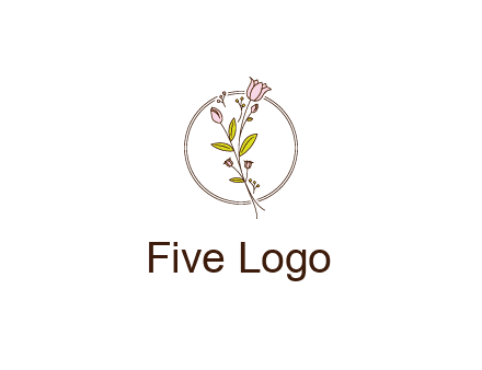 simple spa logo with flowers and buds growing on a stem