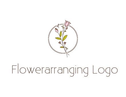 simple spa logo with flowers and buds growing on a stem