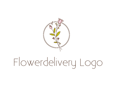 simple spa logo with flowers and buds growing on a stem