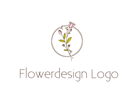 simple spa logo with flowers and buds growing on a stem