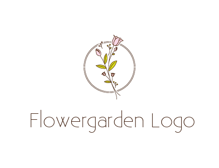 simple spa logo with flowers and buds growing on a stem
