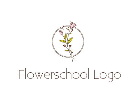 simple spa logo with flowers and buds growing on a stem