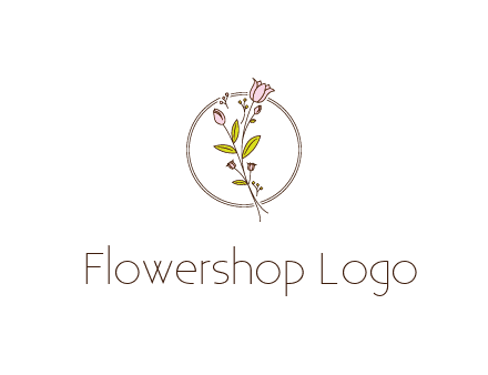 simple spa logo with flowers and buds growing on a stem