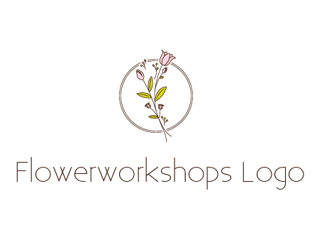 simple spa logo with flowers and buds growing on a stem