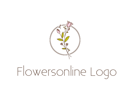 simple spa logo with flowers and buds growing on a stem