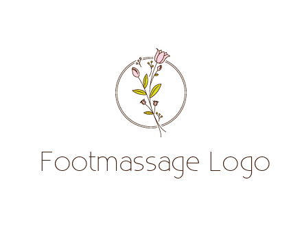simple spa logo with flowers and buds growing on a stem