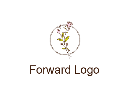 simple spa logo with flowers and buds growing on a stem