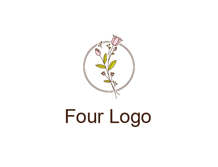 simple spa logo with flowers and buds growing on a stem