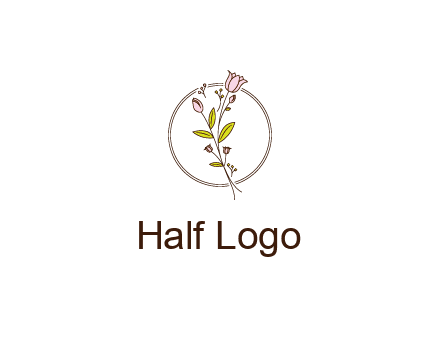 simple spa logo with flowers and buds growing on a stem