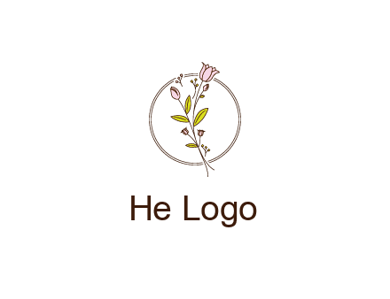 simple spa logo with flowers and buds growing on a stem