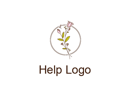 simple spa logo with flowers and buds growing on a stem
