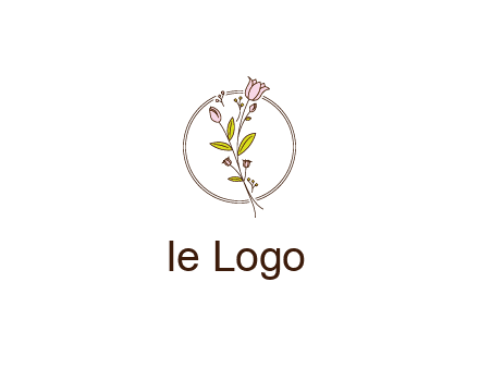 simple spa logo with flowers and buds growing on a stem