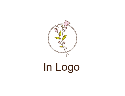 simple spa logo with flowers and buds growing on a stem