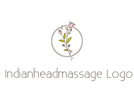 simple spa logo with flowers and buds growing on a stem