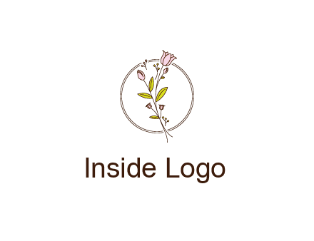 simple spa logo with flowers and buds growing on a stem