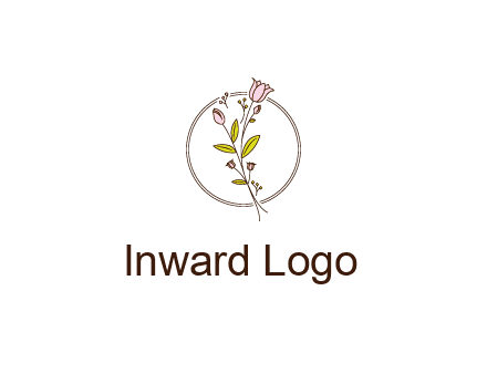 simple spa logo with flowers and buds growing on a stem