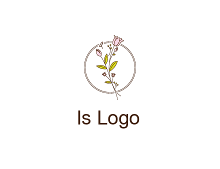 simple spa logo with flowers and buds growing on a stem