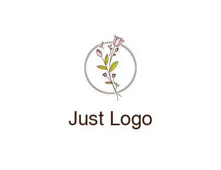 simple spa logo with flowers and buds growing on a stem