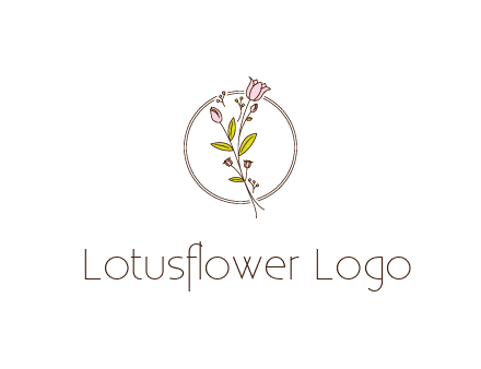 simple spa logo with flowers and buds growing on a stem