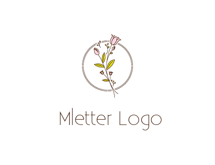 simple spa logo with flowers and buds growing on a stem