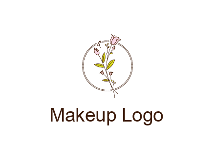simple spa logo with flowers and buds growing on a stem