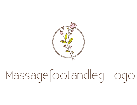 simple spa logo with flowers and buds growing on a stem