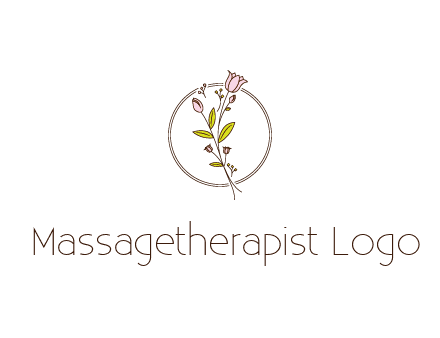 simple spa logo with flowers and buds growing on a stem