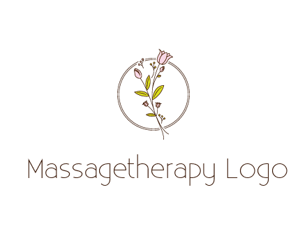 simple spa logo with flowers and buds growing on a stem