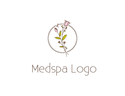 simple spa logo with flowers and buds growing on a stem