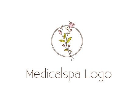 simple spa logo with flowers and buds growing on a stem