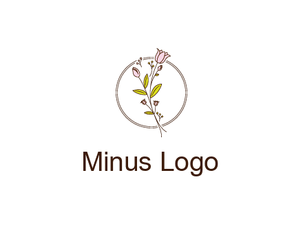 simple spa logo with flowers and buds growing on a stem