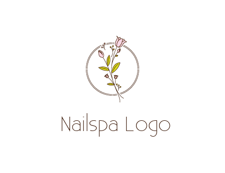 simple spa logo with flowers and buds growing on a stem