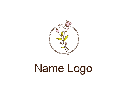 simple spa logo with flowers and buds growing on a stem