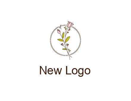 simple spa logo with flowers and buds growing on a stem