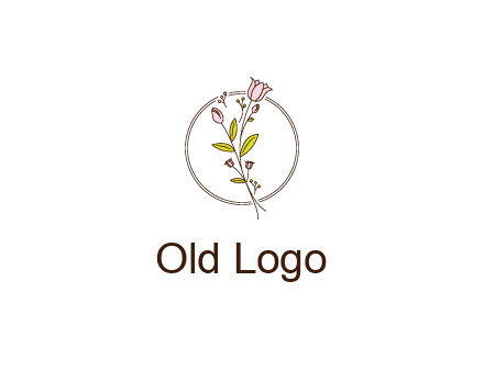 simple spa logo with flowers and buds growing on a stem