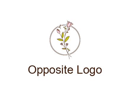 simple spa logo with flowers and buds growing on a stem