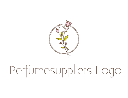 simple spa logo with flowers and buds growing on a stem